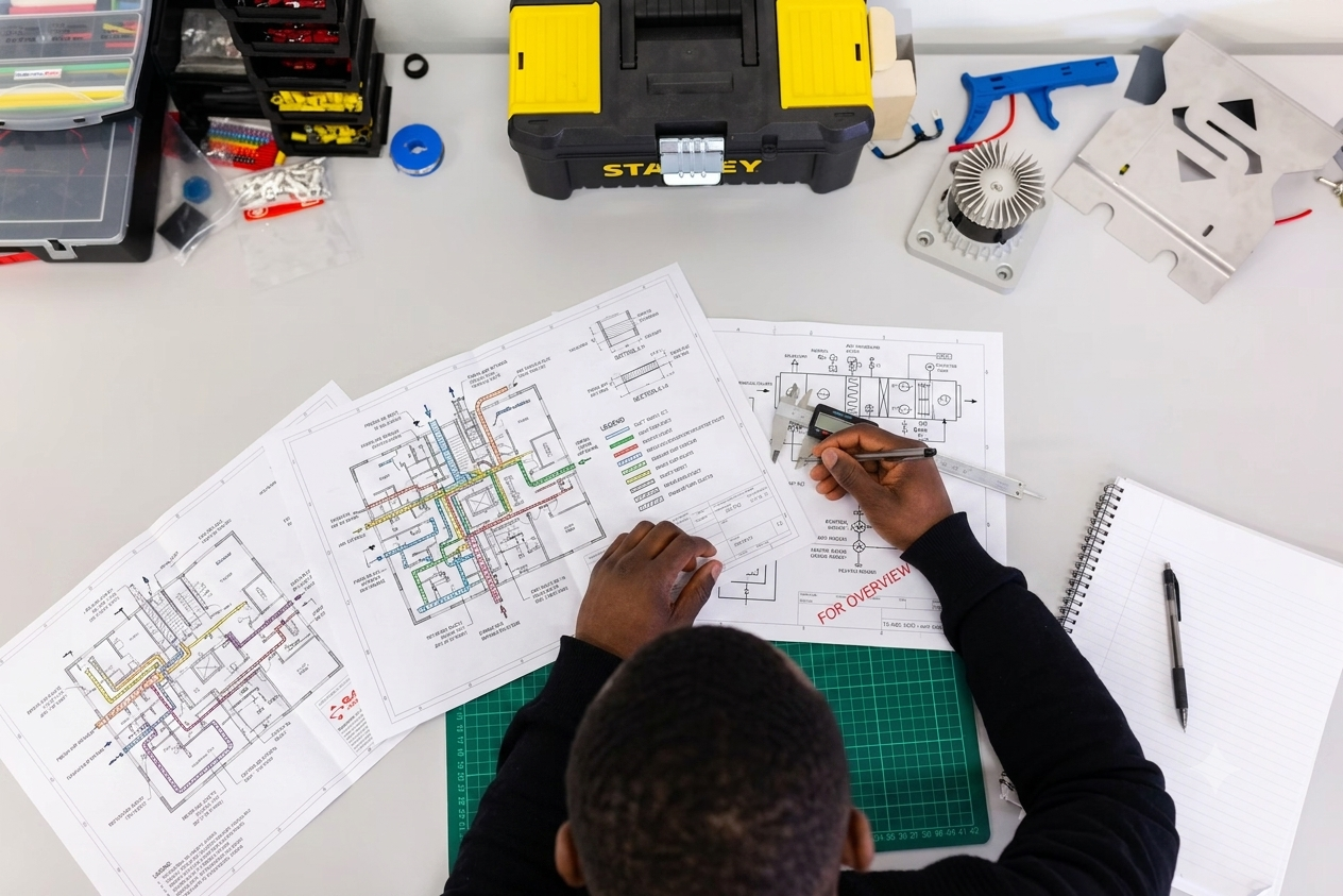 Pafel Solutions engineers reviewing HVAC system plans
